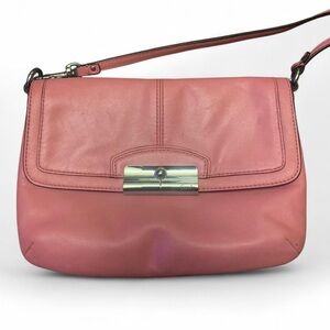 Authentic Coach Kristin Leather Flap Crossbody Bag | Peachy Pink